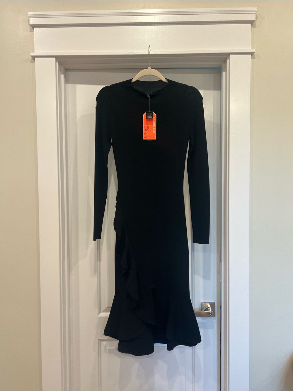 Gianni Bini Black Long-Sleeve Ruffle-Hem Dress